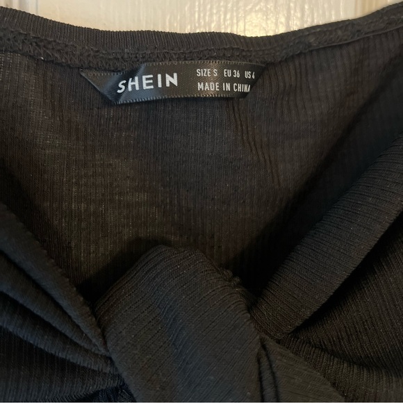 SHEIN Black Milkmaid Women’s Knot Wrap Crop Top Size Small - Picture 5 of 10